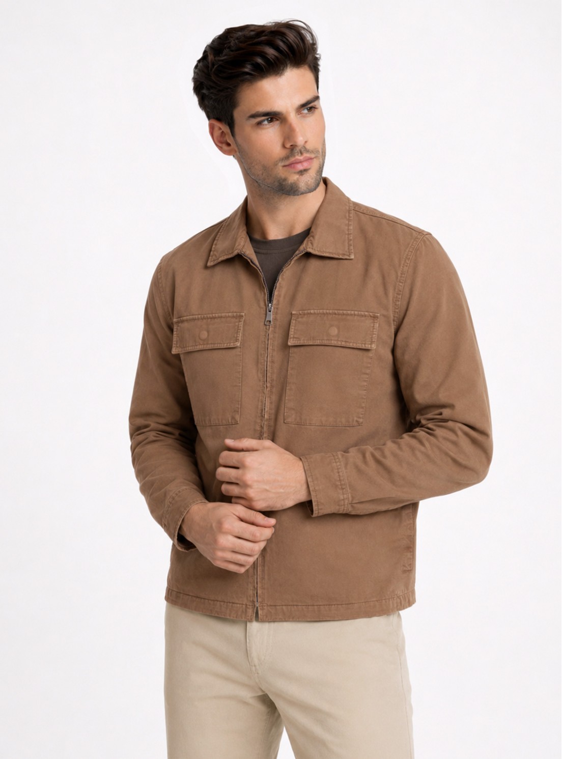 Chaqueta Stone Wash Regular Fit Taupe Piero Butti Chaqueta Stone Wash Regular Fit Taupe Piero Butti