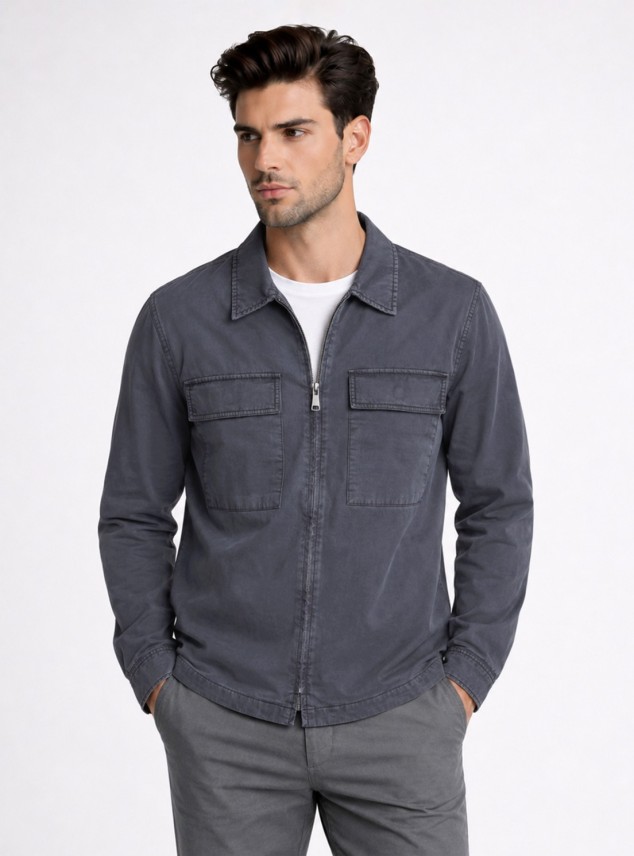 Chaqueta Stone Wash Regular Fit Azul Marino Piero Butti