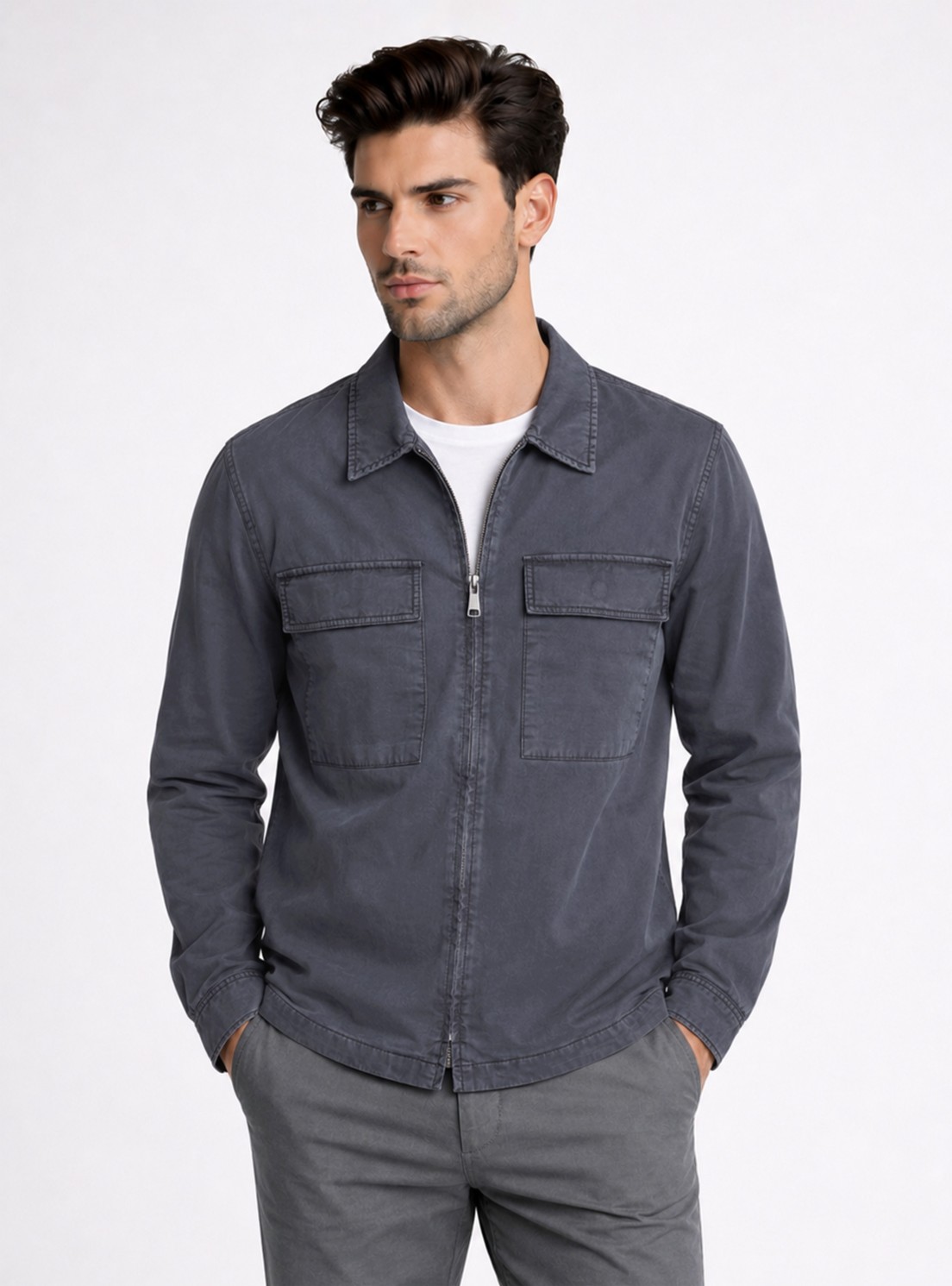 Chaqueta Stone Wash Regular Fit Azul Marino Piero Butti Chaqueta Stone Wash Regular Fit Azul Marino Piero Butti