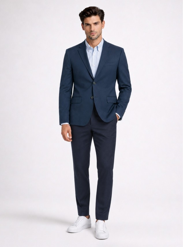 Blazer Poli Viscosa Spandex Tailored Fit Azul Marino Piero Butti Blazer Poli Viscosa Spandex Tailored Fit Azul Marino Piero Butti