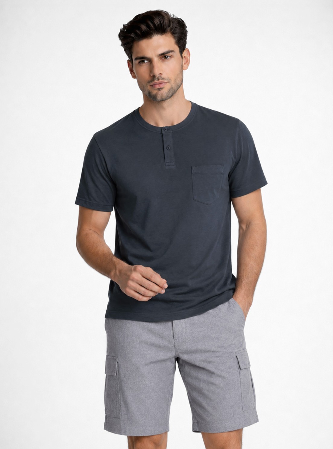 Polera Lisa Stone Wash Regular Fit Azul Marino Piero Butti Polera Lisa Stone Wash Regular Fit Azul Marino Piero Butti