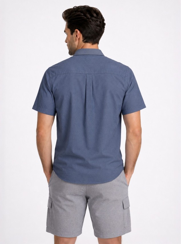 Camisa Lino-Algodón Regular Fit Azul Piero Butti Camisa Lino-Algodón Regular Fit Azul Piero Butti