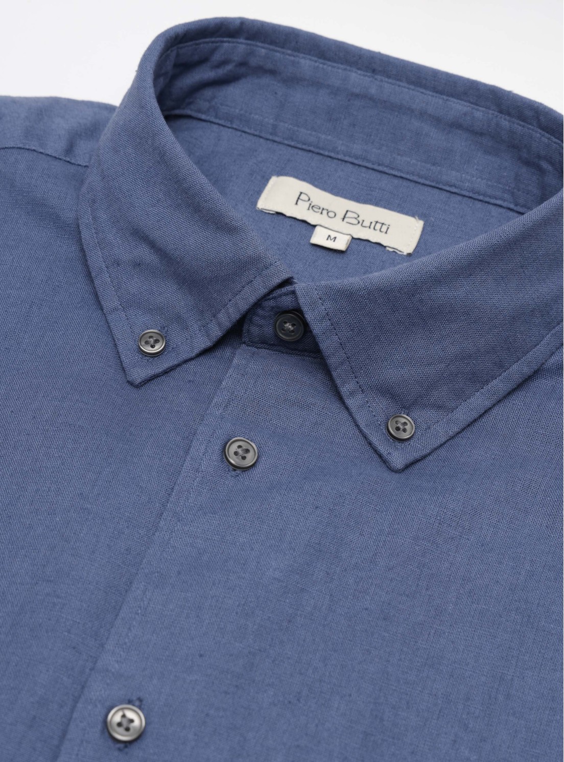 Camisa Lino-Algodón Regular Fit Azul Piero Butti Camisa Lino-Algodón Regular Fit Azul Piero Butti