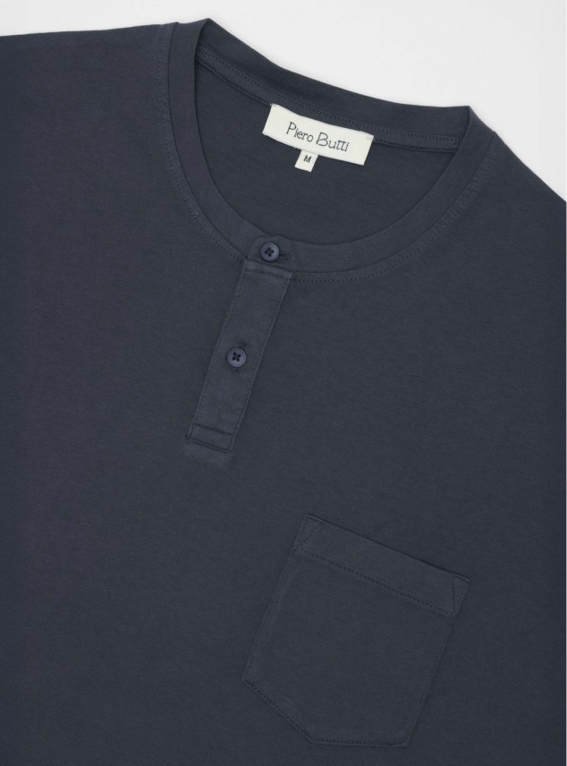 Polera Lisa Stone Wash Regular Fit Azul Marino Piero Butti Polera Lisa Stone Wash Regular Fit Azul Marino Piero Butti