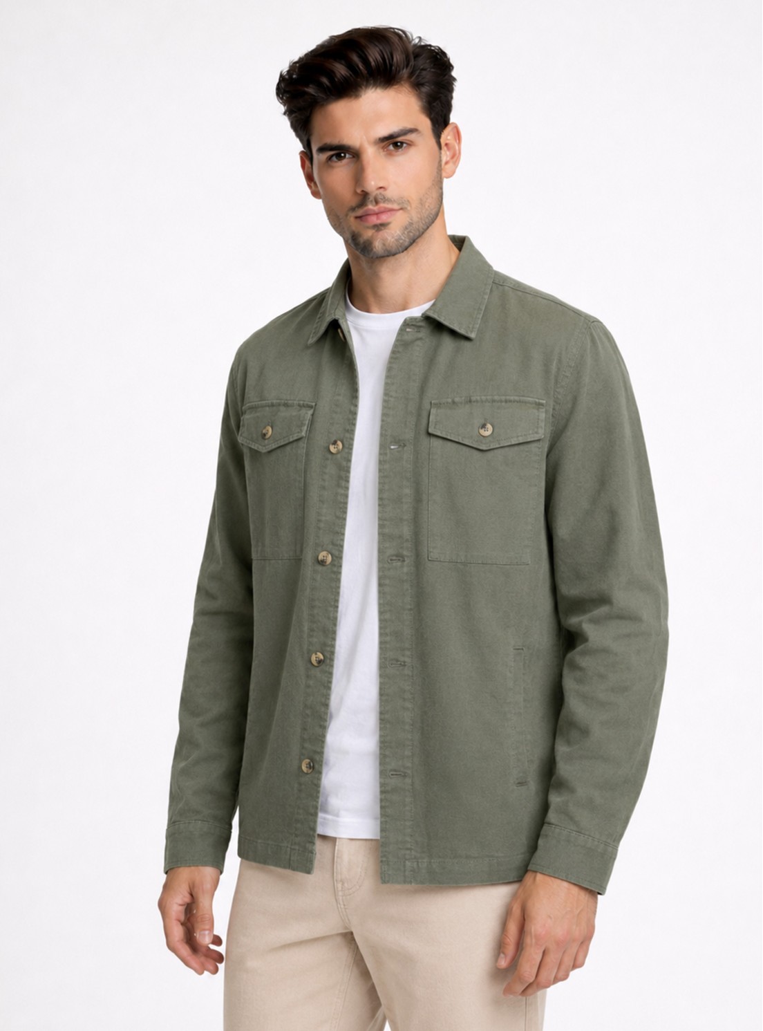 Sobrecamisa Lino-Algodón Regular Fit Verde Piero Butti Sobrecamisa Lino-Algodón Regular Fit Verde Piero Butti