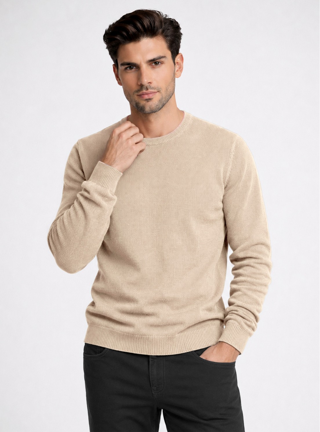 Sweater Stone Wash Regular Fit Café Piero Butti Sweater Stone Wash Regular Fit Café Piero Butti