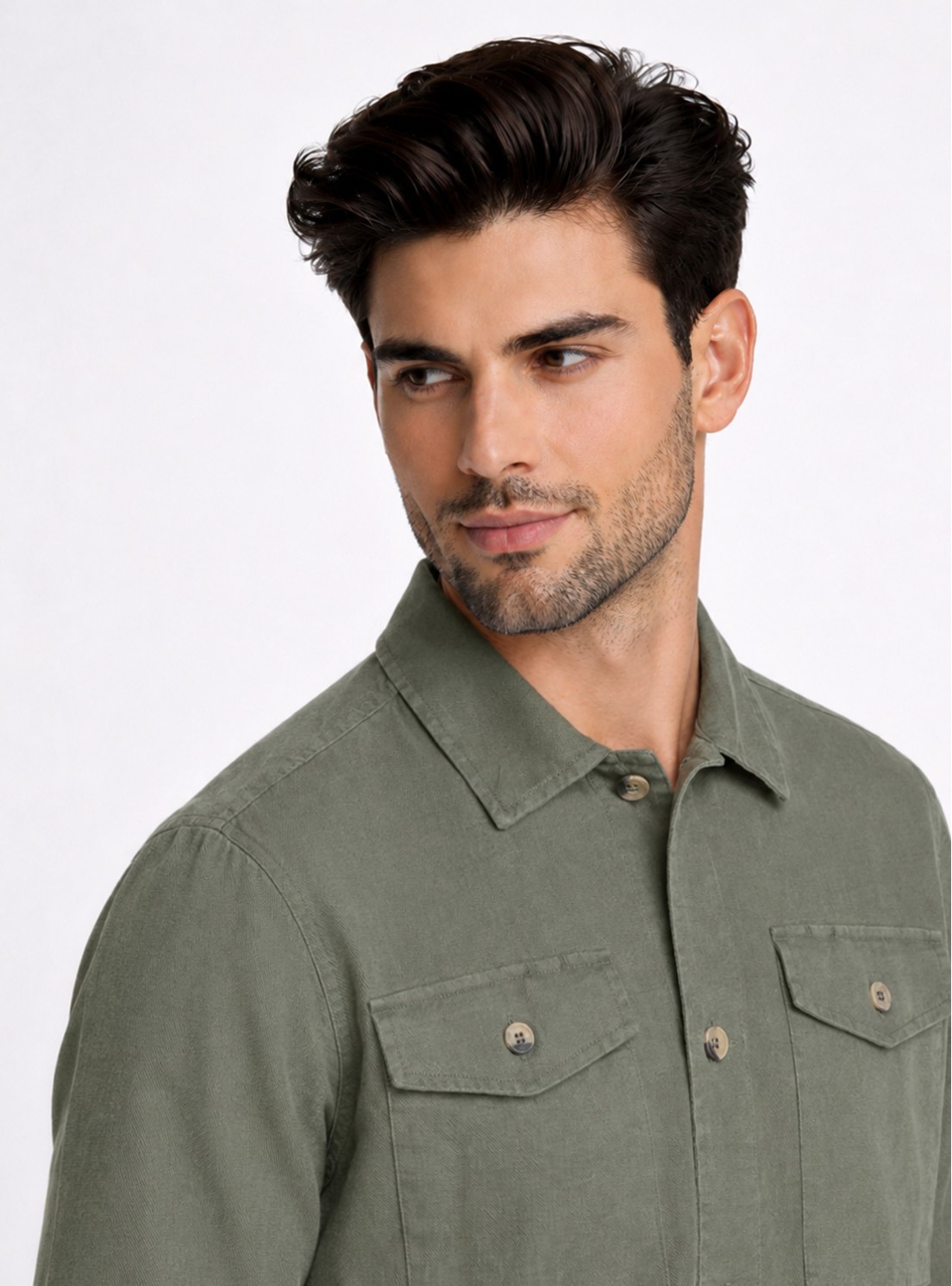 Sobrecamisa Lino-Algodón Regular Fit Verde Piero Butti Sobrecamisa Lino-Algodón Regular Fit Verde Piero Butti