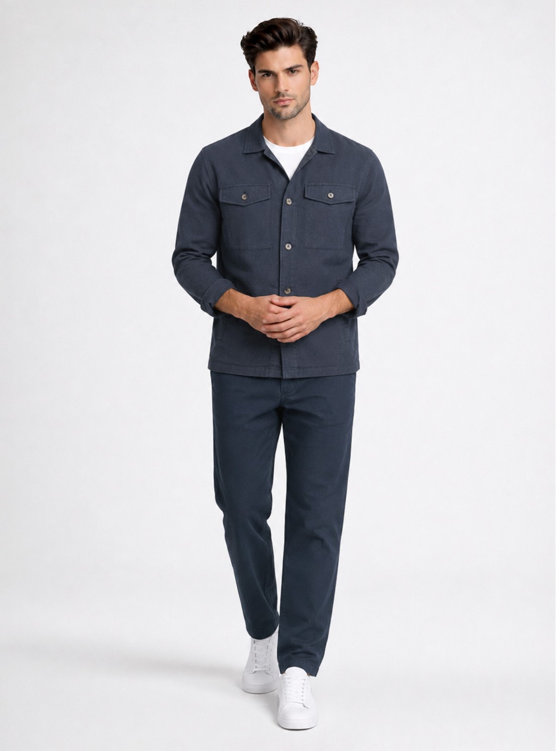 Sobrecamisa Lino-Algodón Regular Fit Azul Marino Piero Butti Sobrecamisa Lino-Algodón Regular Fit Azul Marino Piero Butti