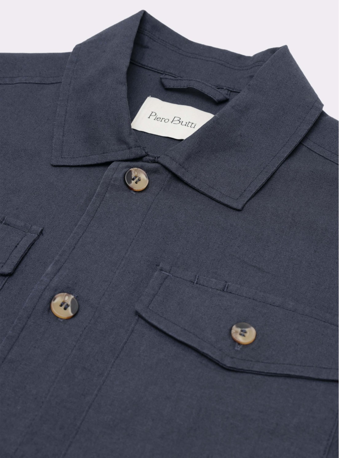 Sobrecamisa Lino-Algodón Regular Fit Azul Marino Piero Butti Sobrecamisa Lino-Algodón Regular Fit Azul Marino Piero Butti
