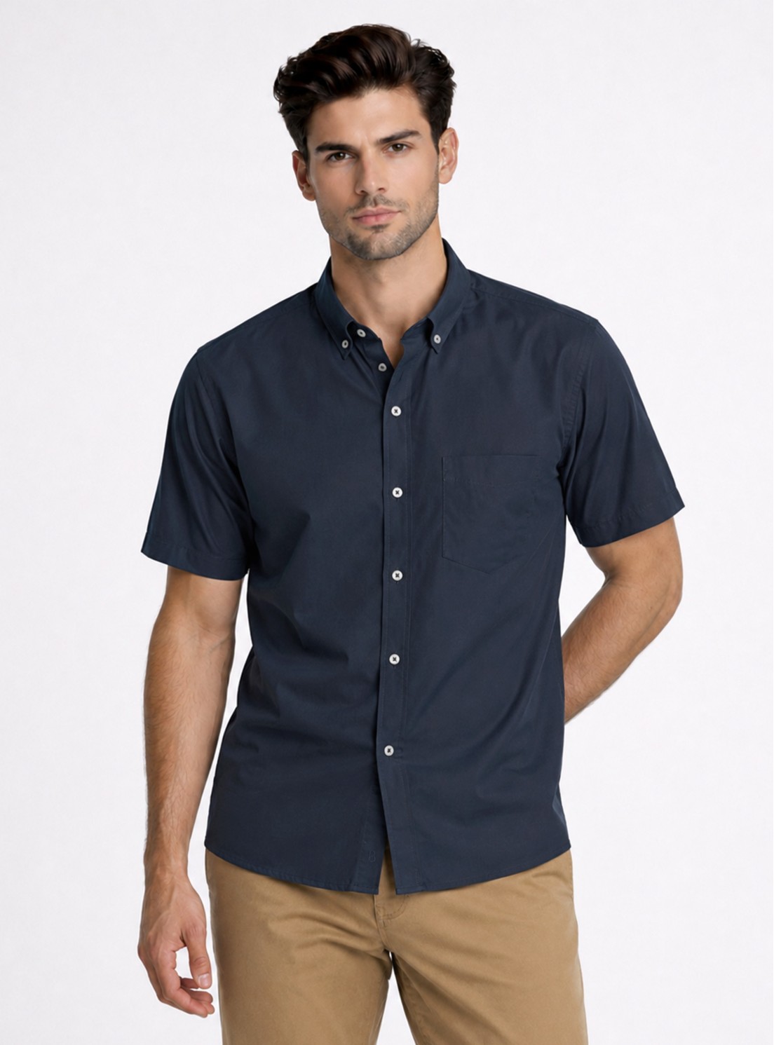 Camisa Lisa Regular Fit Azul Marino Piero Butti Camisa Lisa Regular Fit Azul Marino Piero Butti