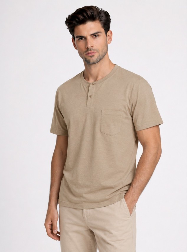 Polera Lisa Stone Wash Regular Fit Café Piero Butti Polera Lisa Stone Wash Regular Fit Café Piero Butti