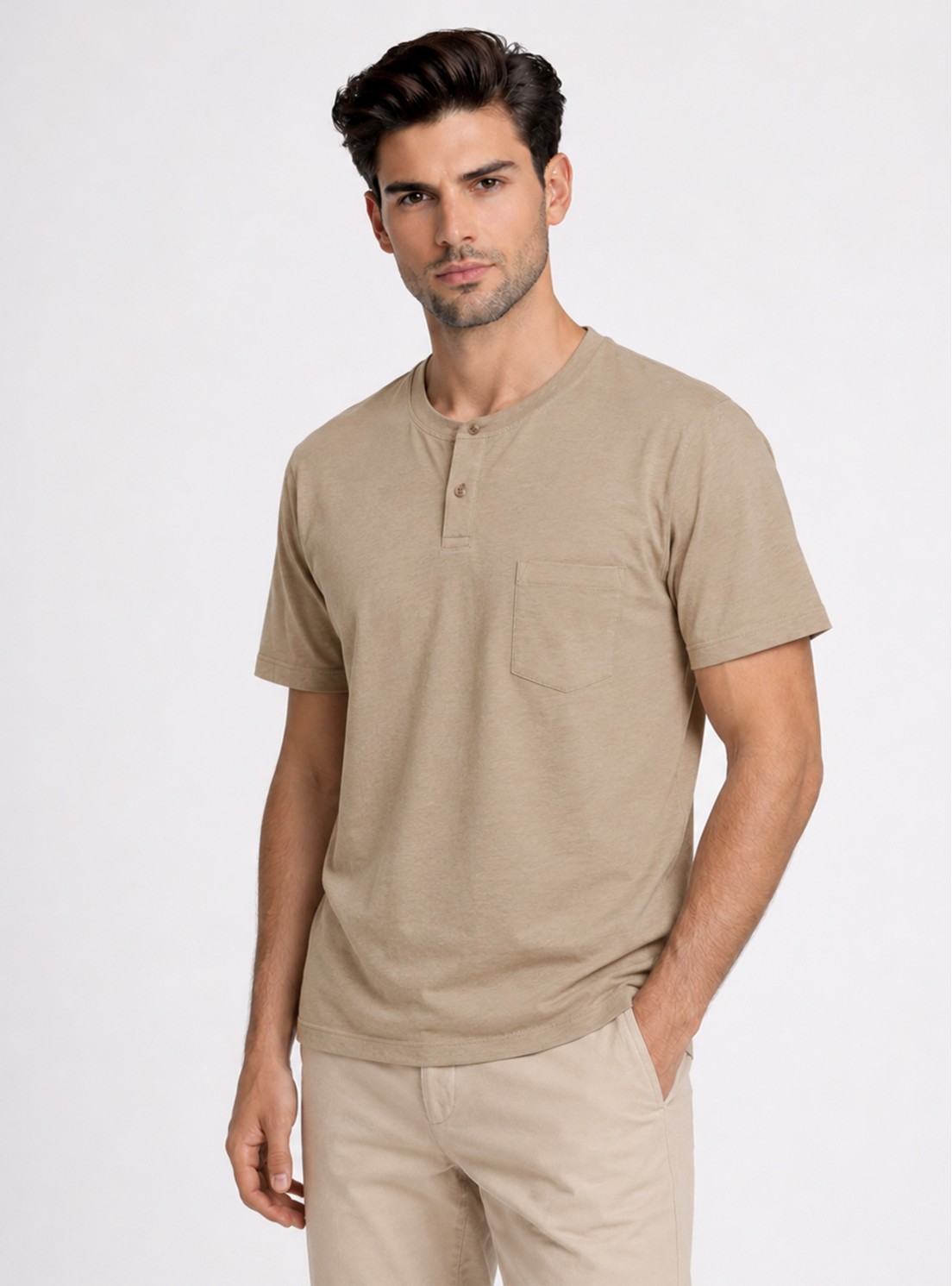 Polera Lisa Stone Wash Regular Fit Café Piero Butti Polera Lisa Stone Wash Regular Fit Café Piero Butti