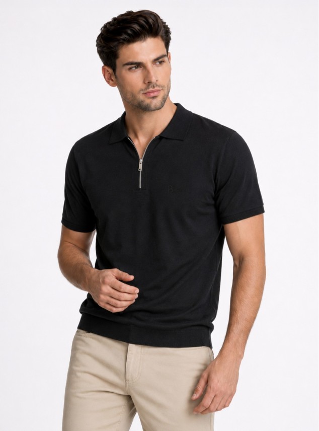 Polera tejida Lisa Regular Fit Negro Piero Butti Polera tejida Lisa Regular Fit Negro Piero Butti