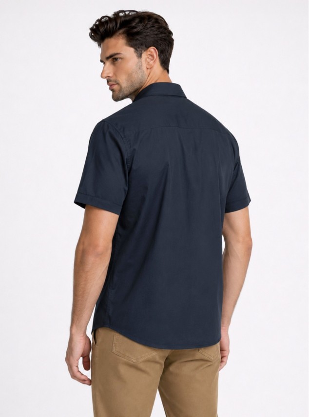 Camisa Lisa Regular Fit Azul Marino Piero Butti Camisa Lisa Regular Fit Azul Marino Piero Butti