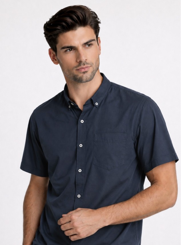 Camisa Lisa Regular Fit Azul Marino Piero Butti Camisa Lisa Regular Fit Azul Marino Piero Butti