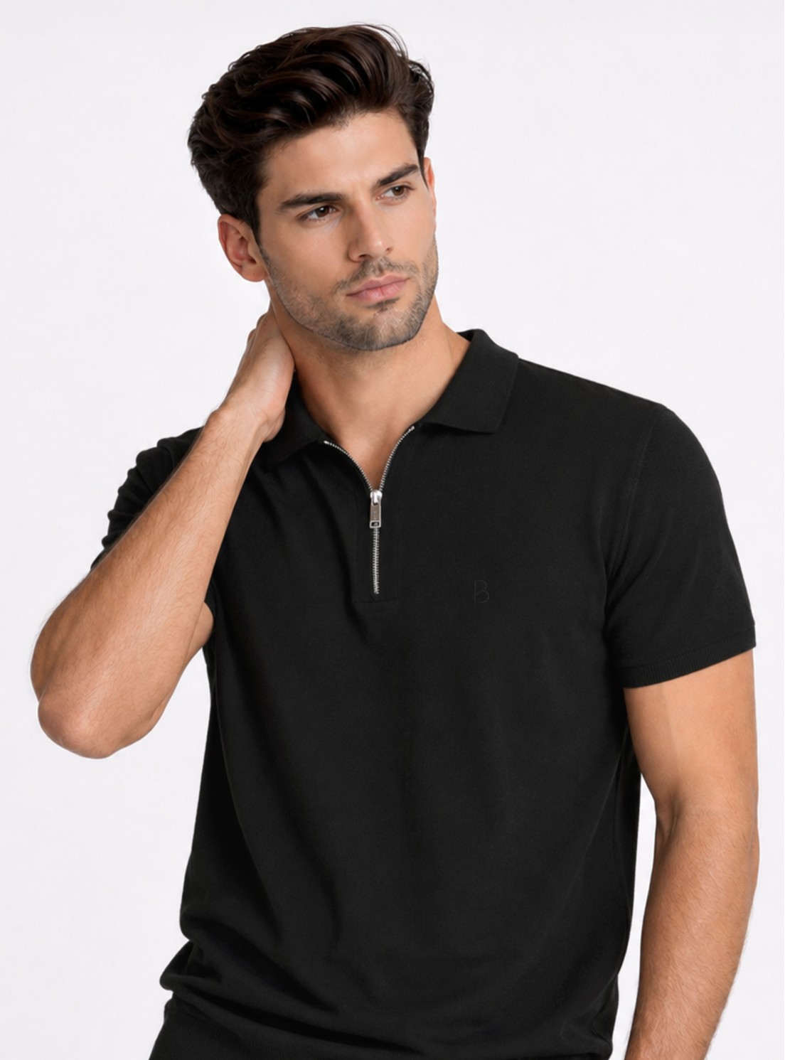 Polera tejida Lisa Regular Fit Negro Piero Butti Polera tejida Lisa Regular Fit Negro Piero Butti