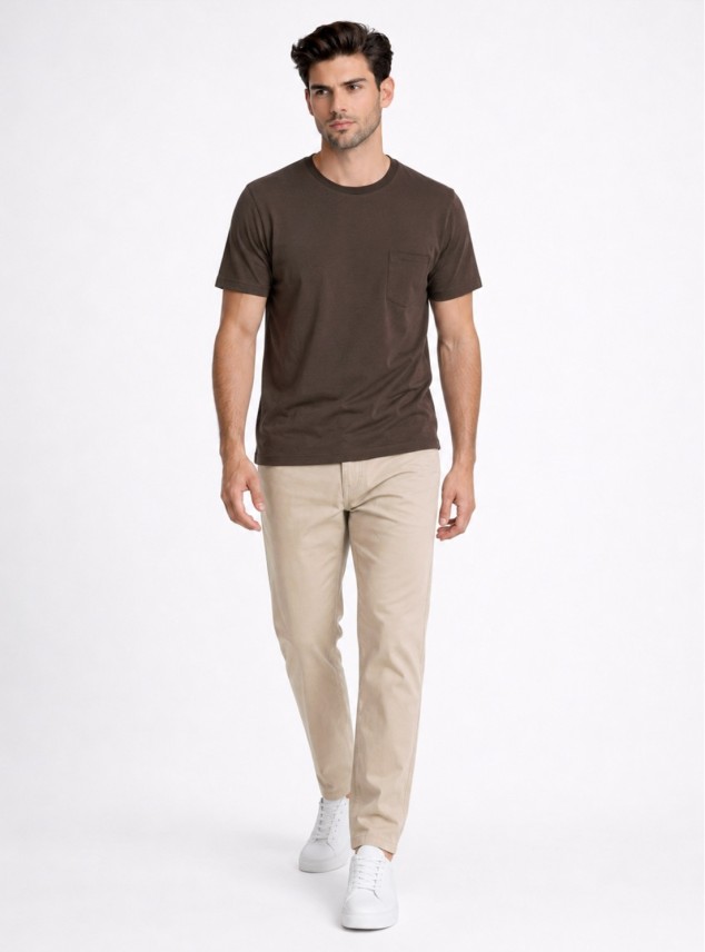 Polera Cuello Redondo Regular Fit Café Piero Butti Polera Cuello Redondo Regular Fit Café Piero Butti