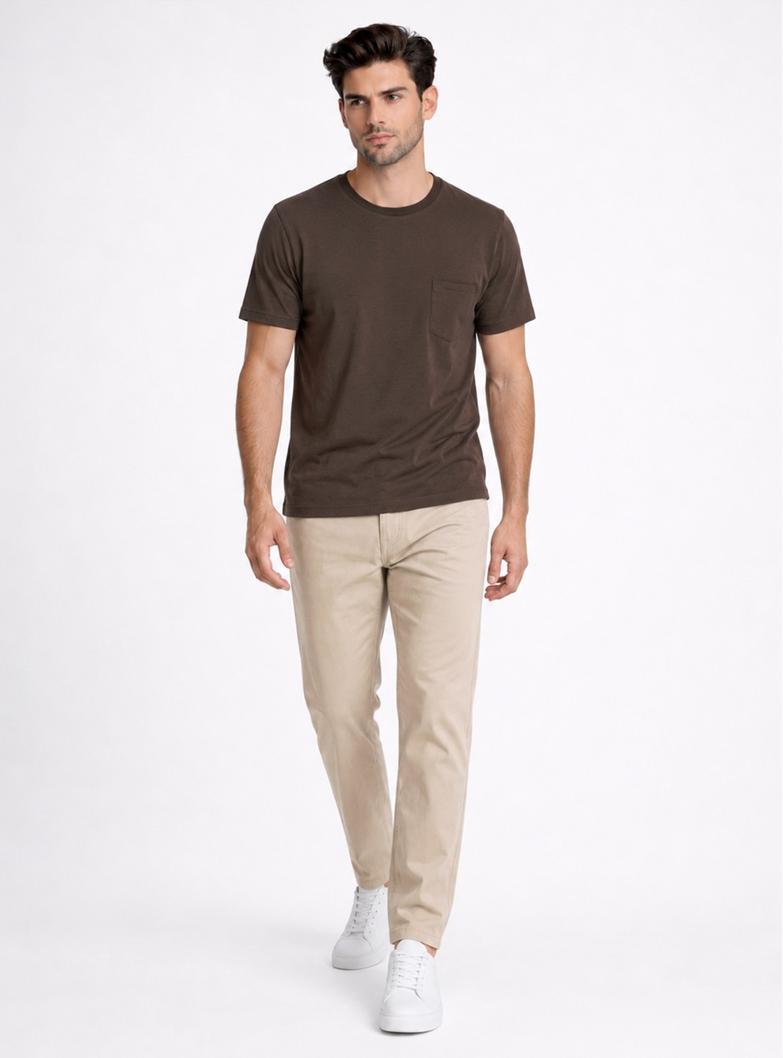 Polera Cuello Redondo Regular Fit Café Piero Butti Polera Cuello Redondo Regular Fit Café Piero Butti