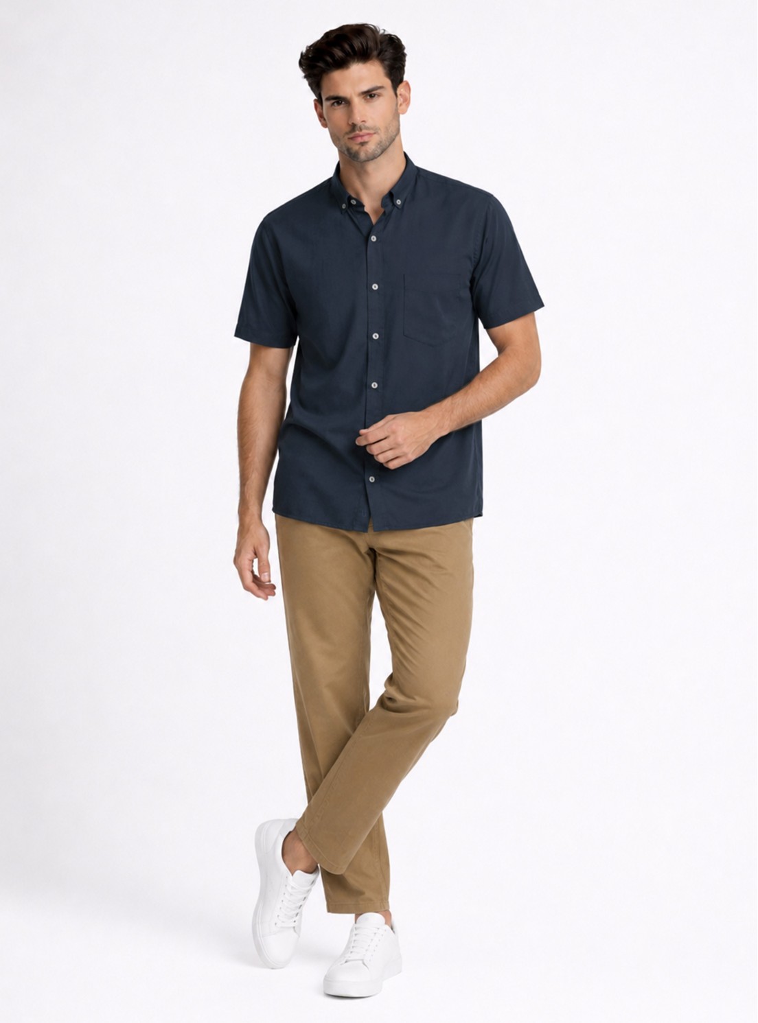 Camisa Lisa Regular Fit Azul Marino Piero Butti Camisa Lisa Regular Fit Azul Marino Piero Butti