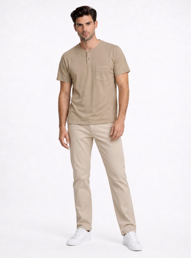 Polera Lisa Stone Wash Regular Fit Café Piero Butti Polera Lisa Stone Wash Regular Fit Café Piero Butti