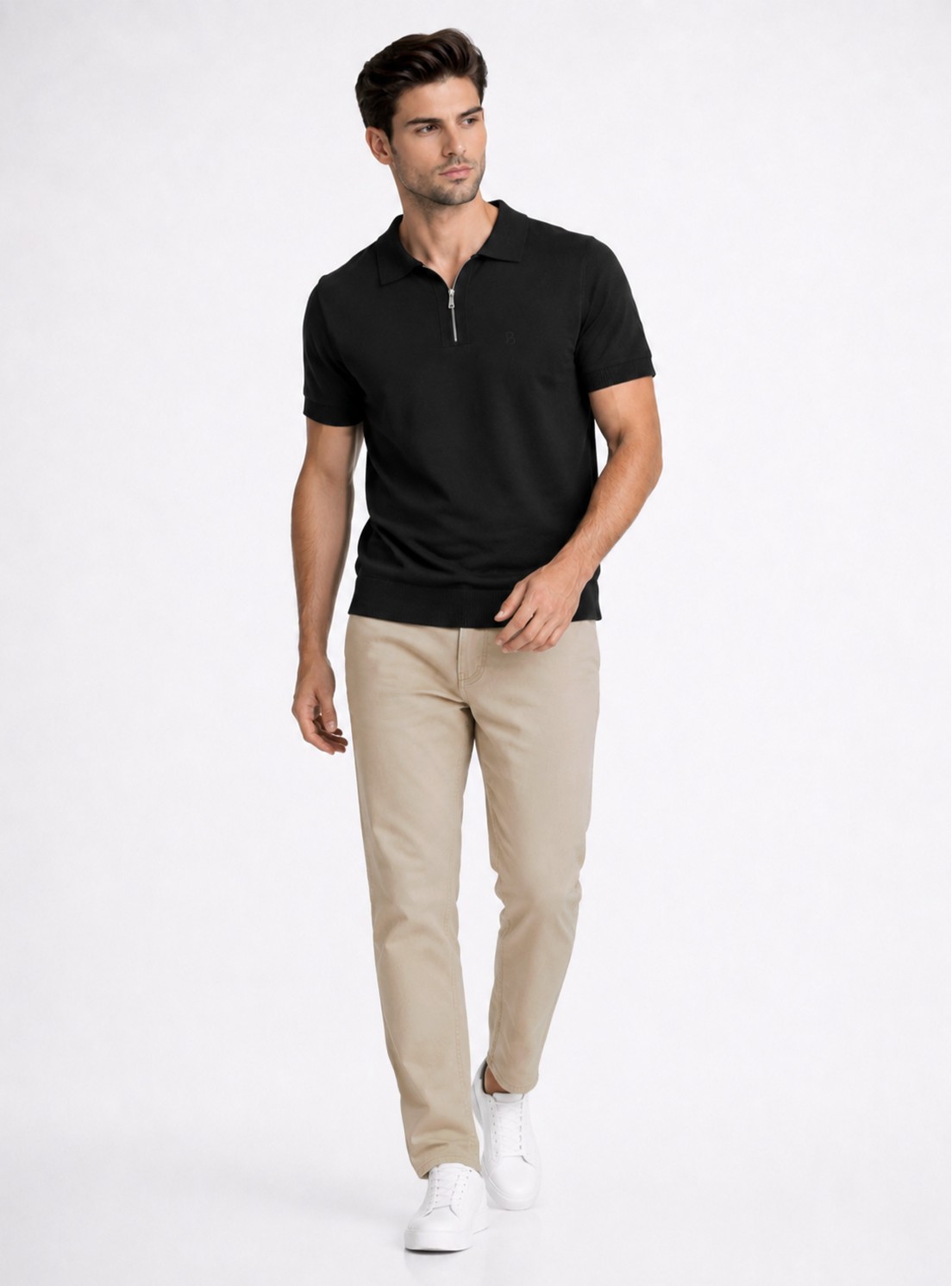 Polera tejida Lisa Regular Fit Negro Piero Butti Polera tejida Lisa Regular Fit Negro Piero Butti