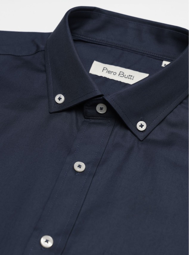 Camisa Lisa Regular Fit Azul Marino Piero Butti Camisa Lisa Regular Fit Azul Marino Piero Butti