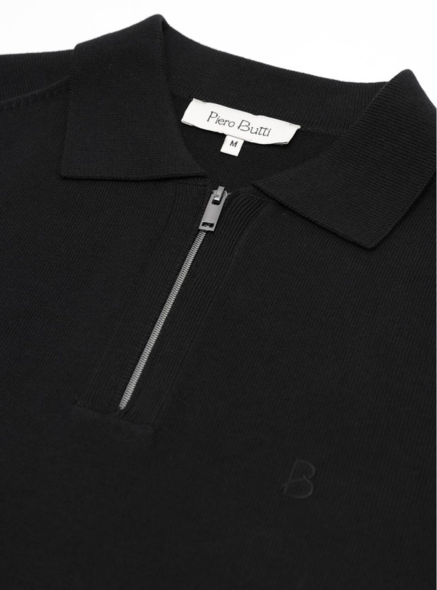 Polera tejida Lisa Regular Fit Negro Piero Butti Polera tejida Lisa Regular Fit Negro Piero Butti