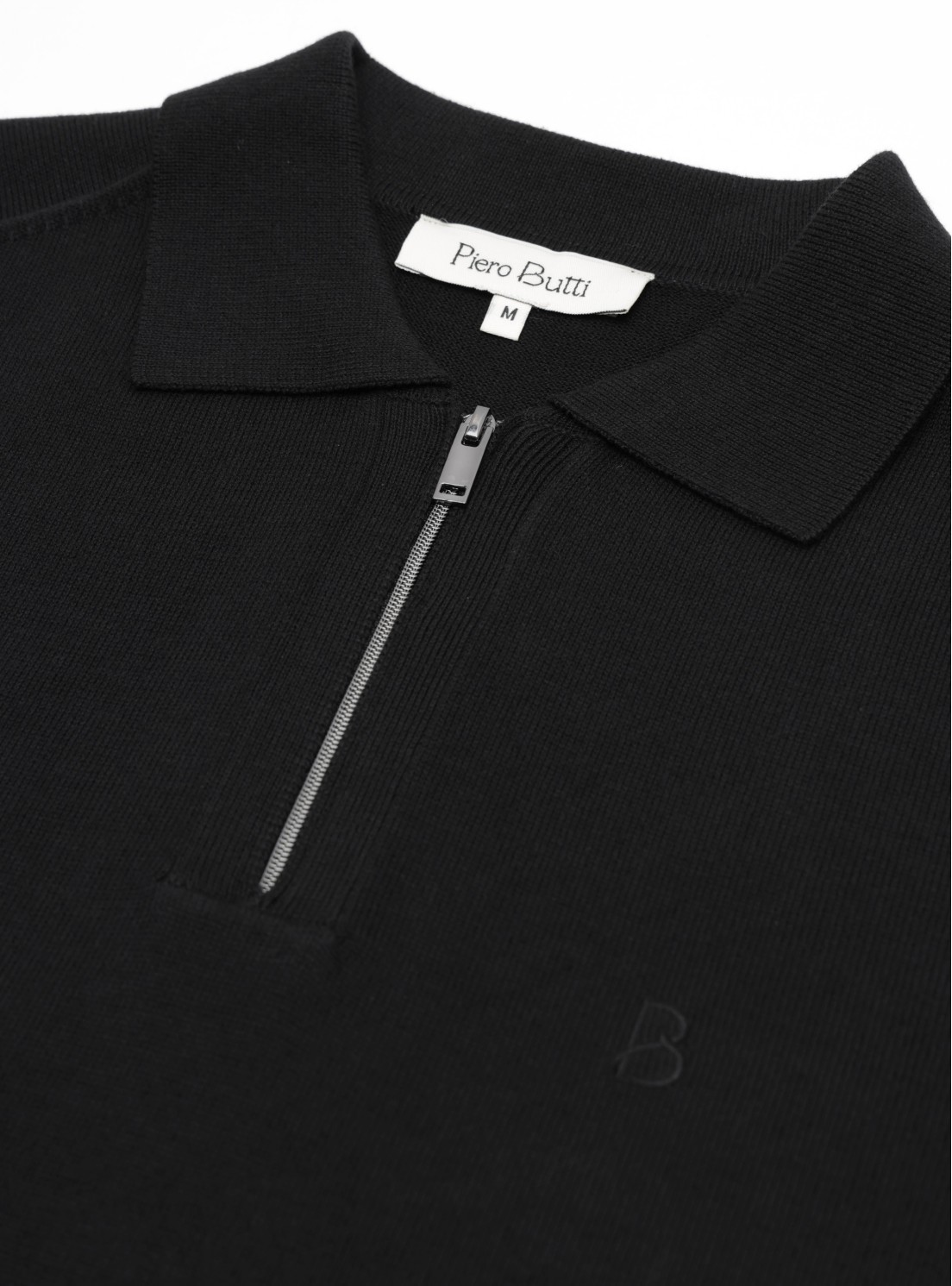 Polera tejida Lisa Regular Fit Negro Piero Butti Polera tejida Lisa Regular Fit Negro Piero Butti