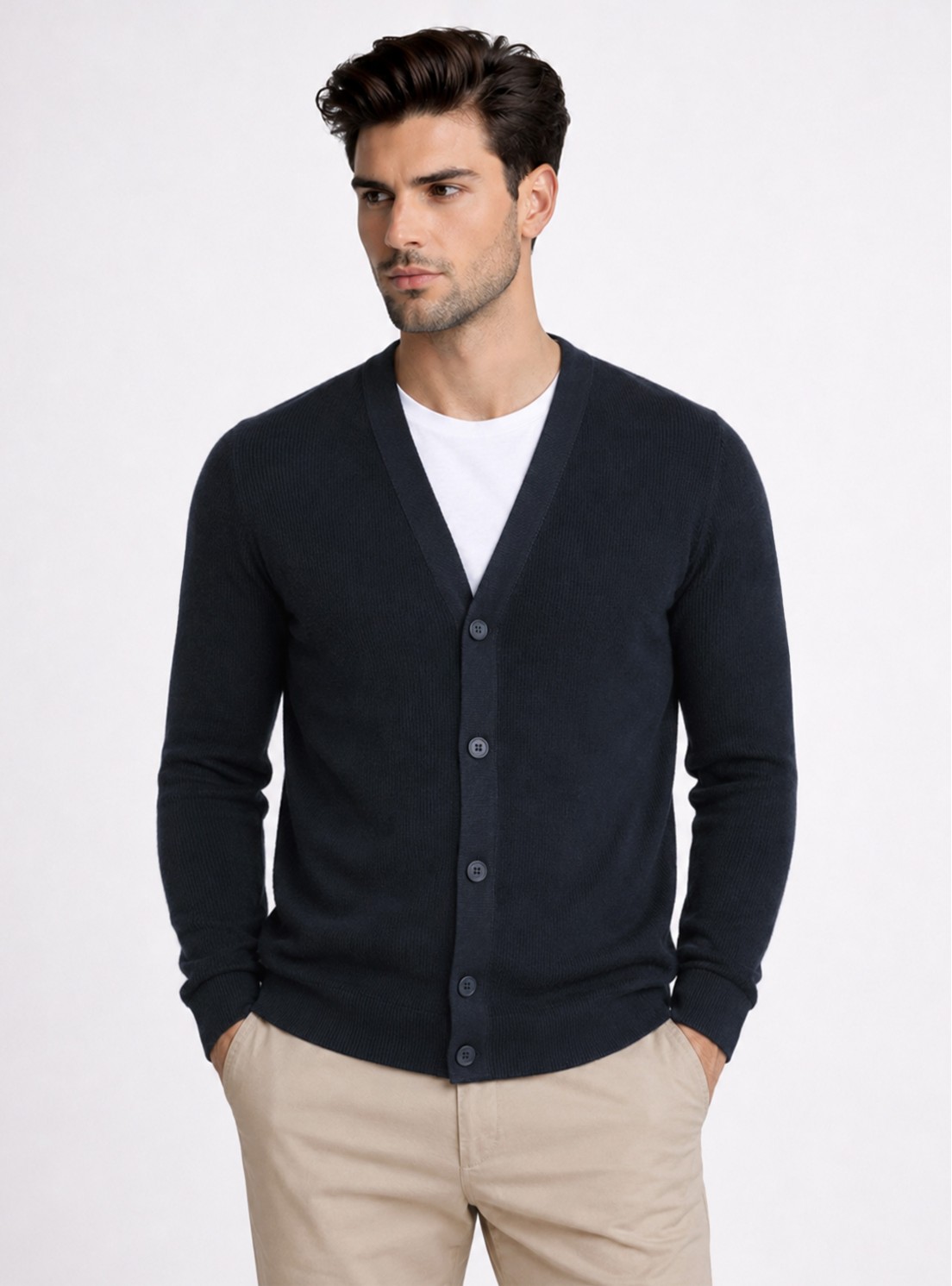 Cárdigan Texturado Regular Fit Azul Marino Piero Butti Cárdigan Texturado Regular Fit Azul Marino Piero Butti