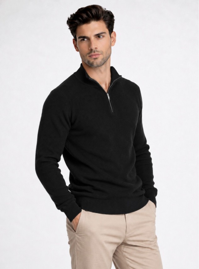 Sweater Cuello Alto Regular Fit Negro Piero Butti Sweater Cuello Alto Regular Fit Negro Piero Butti