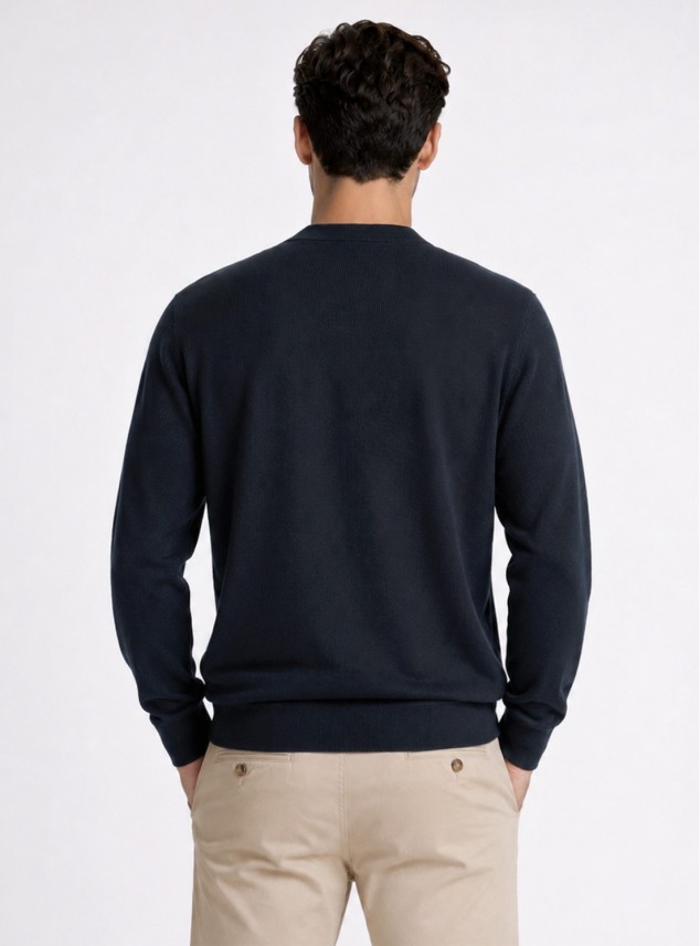Cárdigan Texturado Regular Fit Azul Marino Piero Butti Cárdigan Texturado Regular Fit Azul Marino Piero Butti