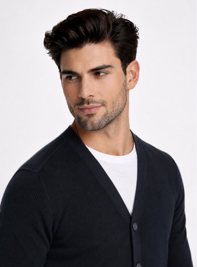 Cárdigan Texturado Regular Fit Azul Marino Piero Butti Cárdigan Texturado Regular Fit Azul Marino Piero Butti