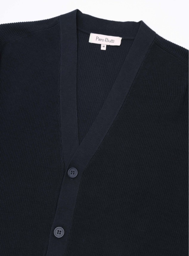 Cárdigan Texturado Regular Fit Azul Marino Piero Butti Cárdigan Texturado Regular Fit Azul Marino Piero Butti