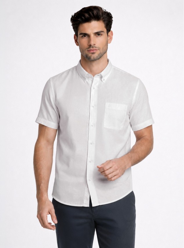 Camisa Lino-Algodón Regular Fit Blanco Piero Butti Camisa Lino-Algodón Regular Fit Blanco Piero Butti
