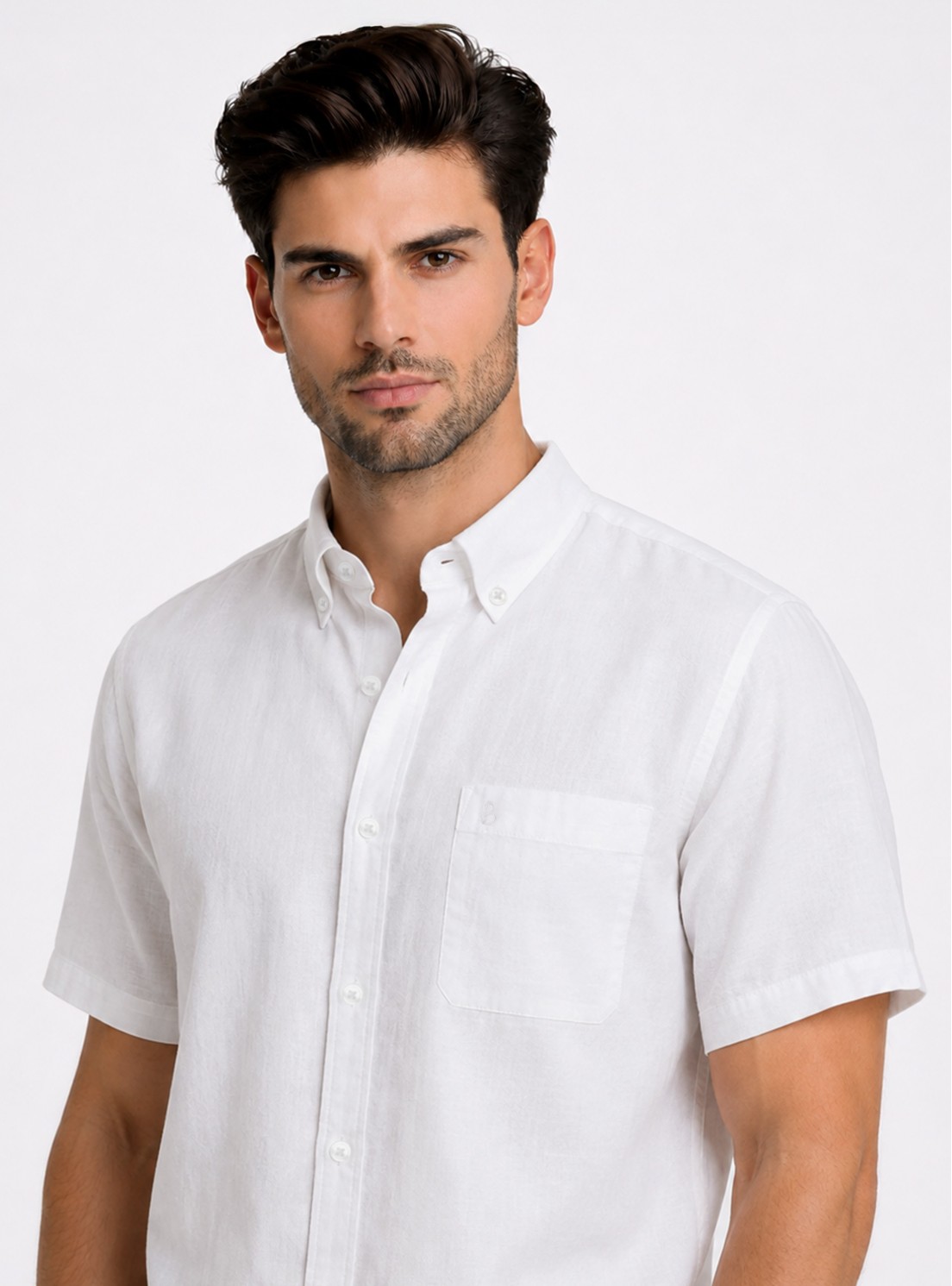 Camisa Lino-Algodón Regular Fit Blanco Piero Butti Camisa Lino-Algodón Regular Fit Blanco Piero Butti