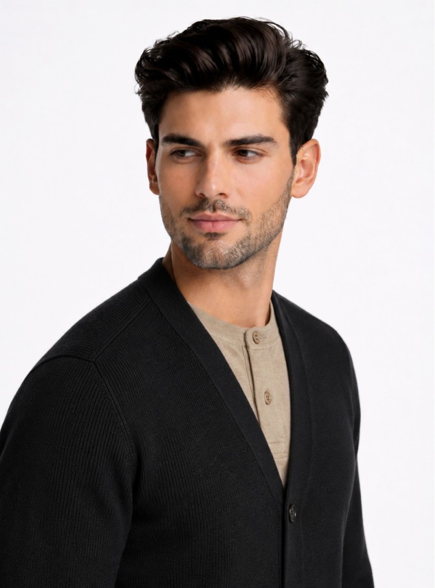 Cárdigan Texturado Regular Fit Negro Piero Butti Cárdigan Texturado Regular Fit Negro Piero Butti