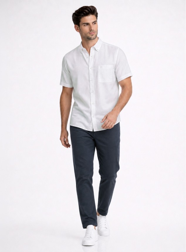 Camisa Lino-Algodón Regular Fit Blanco Piero Butti Camisa Lino-Algodón Regular Fit Blanco Piero Butti