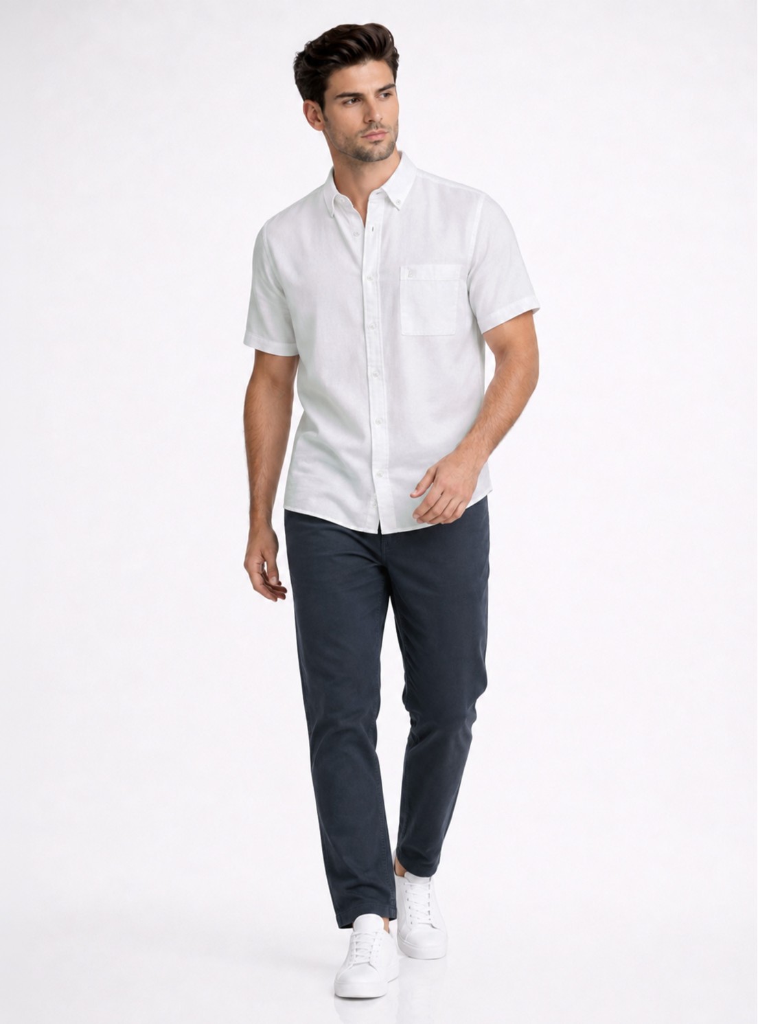 Camisa Lino-Algodón Regular Fit Blanco Piero Butti Camisa Lino-Algodón Regular Fit Blanco Piero Butti