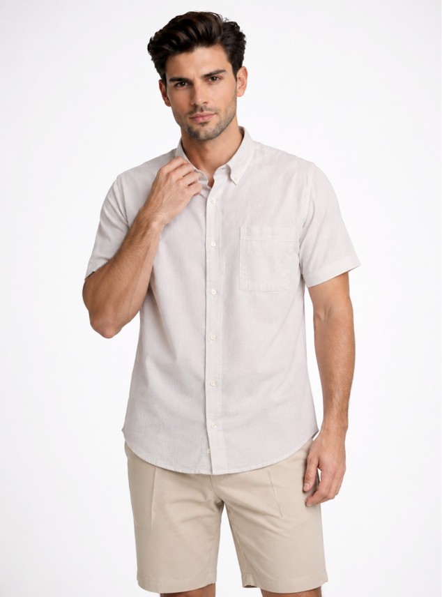 Camisa Lino-Algodón Regular Fit Arena Piero Butti Camisa Lino-Algodón Regular Fit Arena Piero Butti