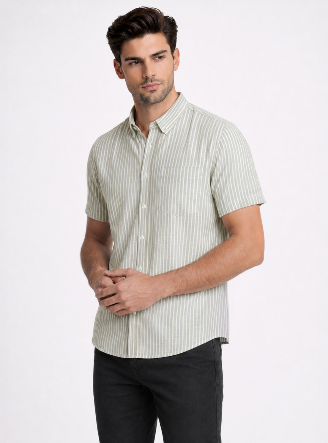Camisa A Rayas Regular Fit Oliva Piero Butti Camisa A Rayas Regular Fit Oliva Piero Butti