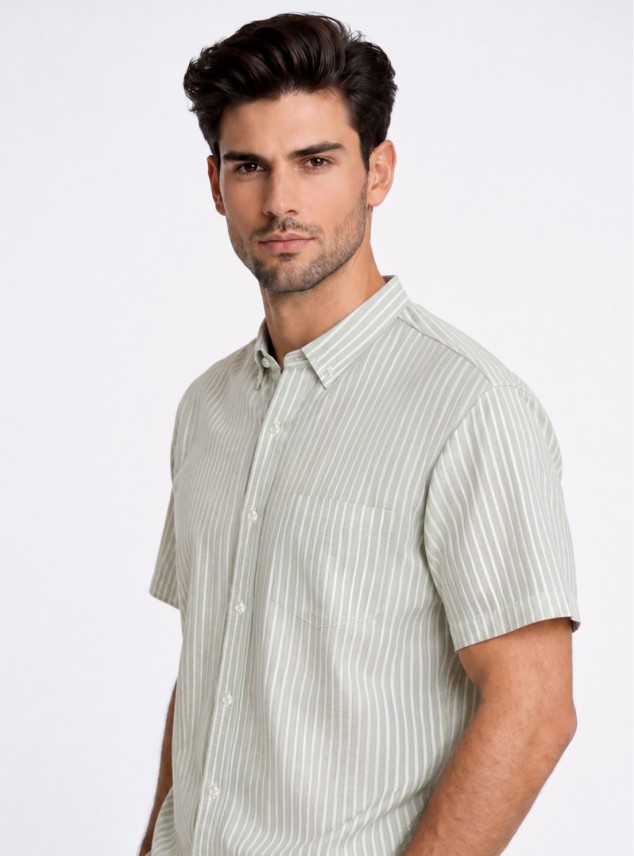 Camisa A Rayas Regular Fit Oliva Piero Butti Camisa A Rayas Regular Fit Oliva Piero Butti
