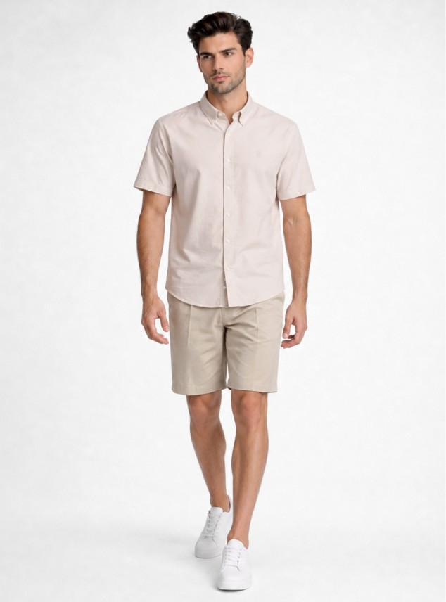 Camisa Lisa Regular Fit Beige Piero Butti Camisa Lisa Regular Fit Beige Piero Butti