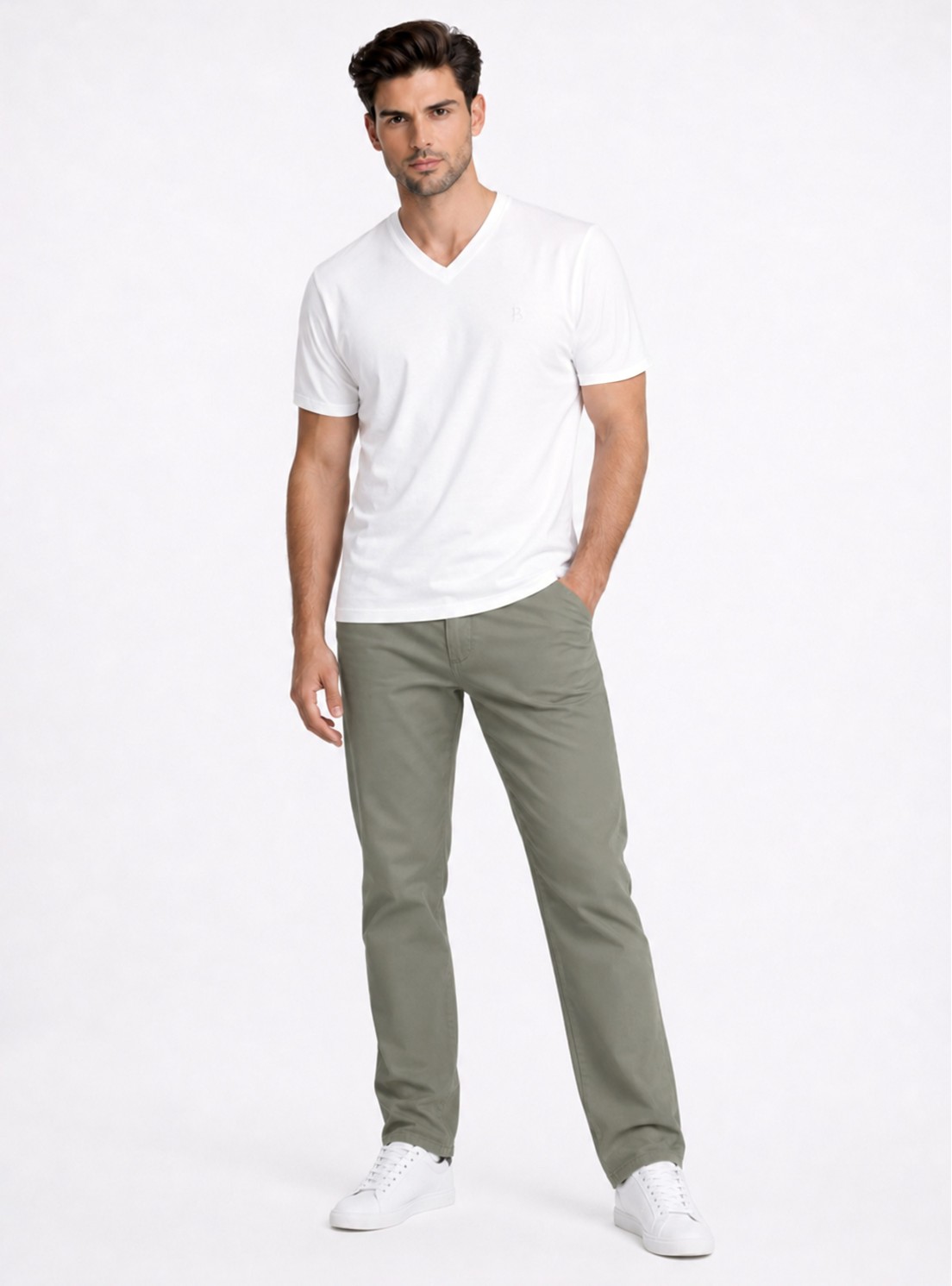 Polera Cuello V Regular Fit Blanco Piero Butti Polera Cuello V Regular Fit Blanco Piero Butti