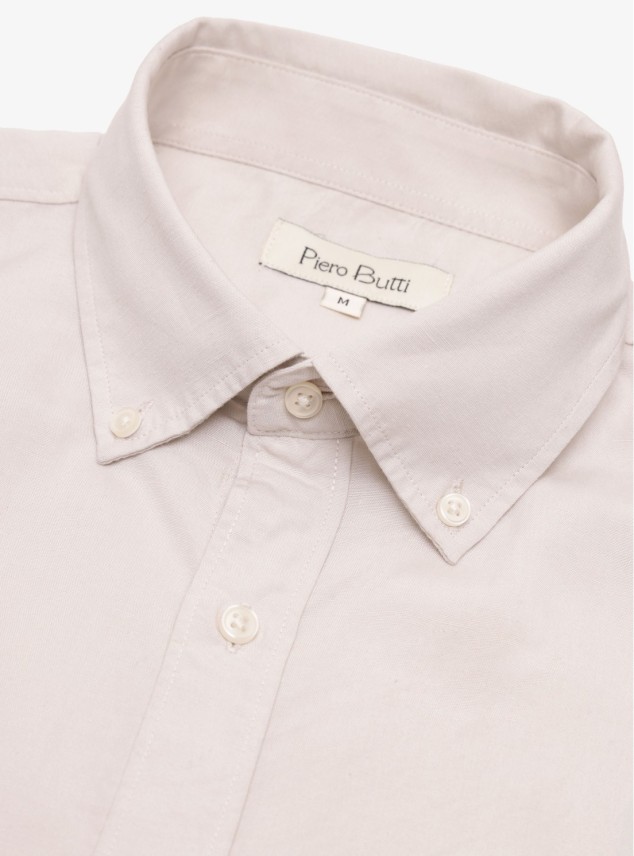 Camisa Lisa Regular Fit Beige Piero Butti Camisa Lisa Regular Fit Beige Piero Butti