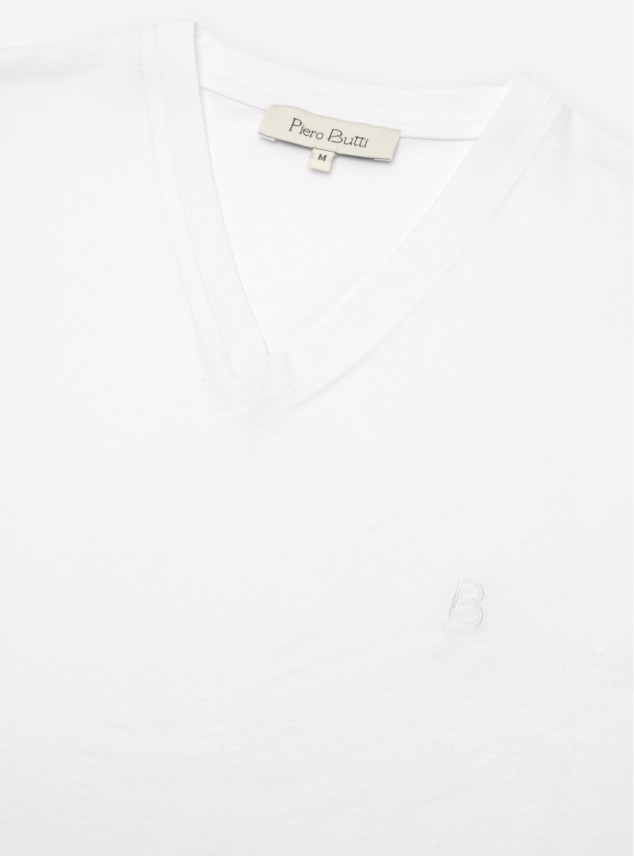 Polera Cuello V Regular Fit Blanco Piero Butti Polera Cuello V Regular Fit Blanco Piero Butti
