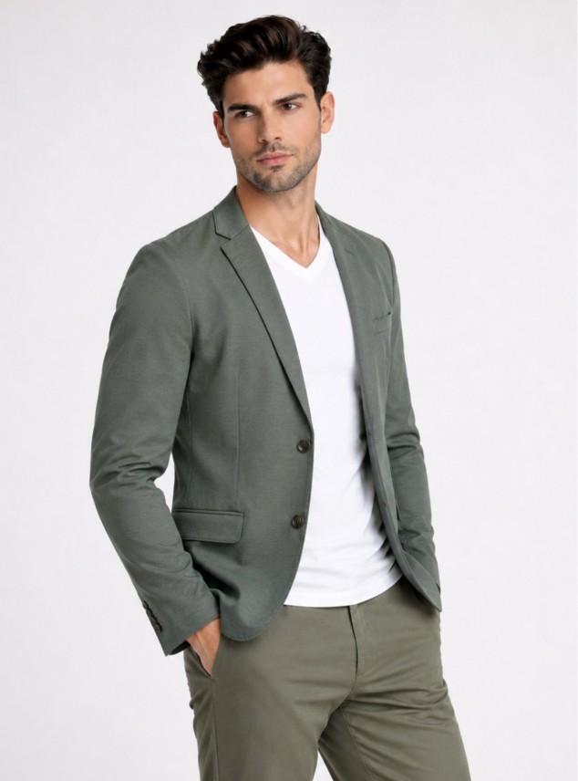 Blazer Poli Viscosa Spandex Tailored Fit Verde Piero Butti