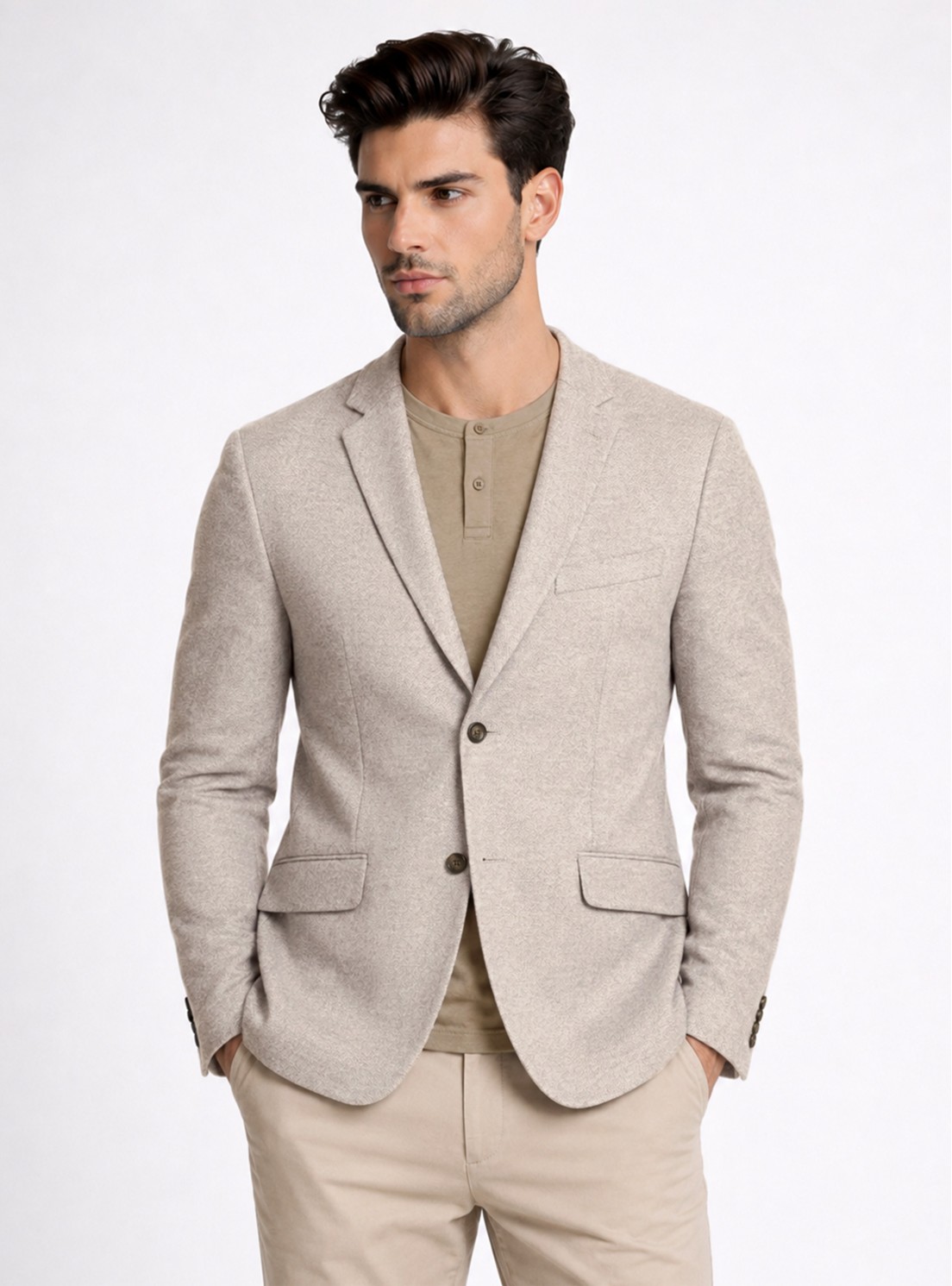 Blazer Poli Viscosa Spandex Tailored Fit Beige Piero Butti Blazer Poli Viscosa Spandex Tailored Fit Beige Piero Butti