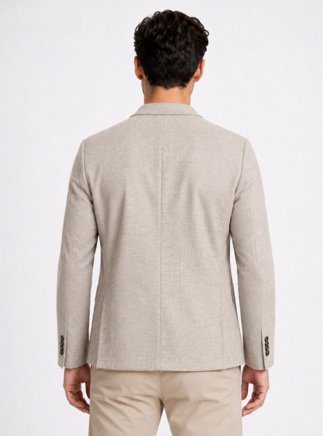 Blazer Poli Viscosa Spandex Tailored Fit Beige Piero Butti Blazer Poli Viscosa Spandex Tailored Fit Beige Piero Butti
