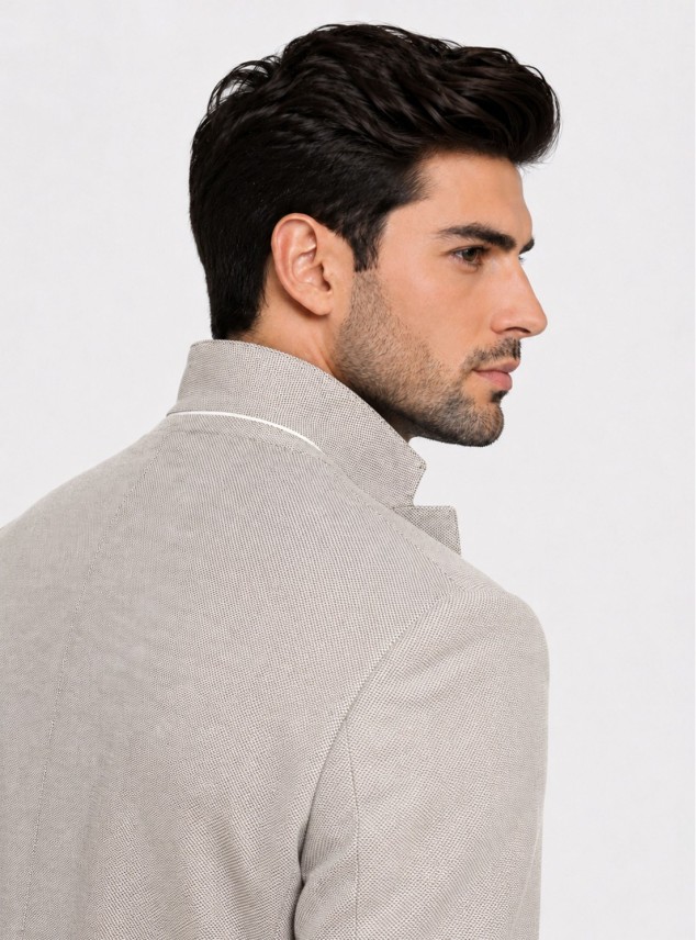 Blazer Poli Viscosa Spandex Tailored Fit Beige Piero Butti Blazer Poli Viscosa Spandex Tailored Fit Beige Piero Butti