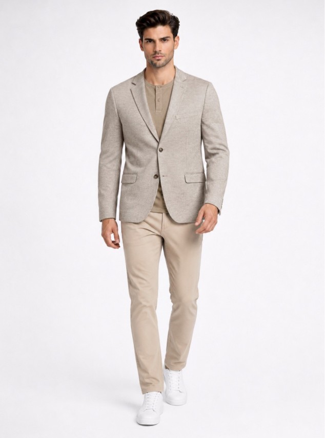 Blazer Poli Viscosa Spandex Tailored Fit Beige Piero Butti Blazer Poli Viscosa Spandex Tailored Fit Beige Piero Butti